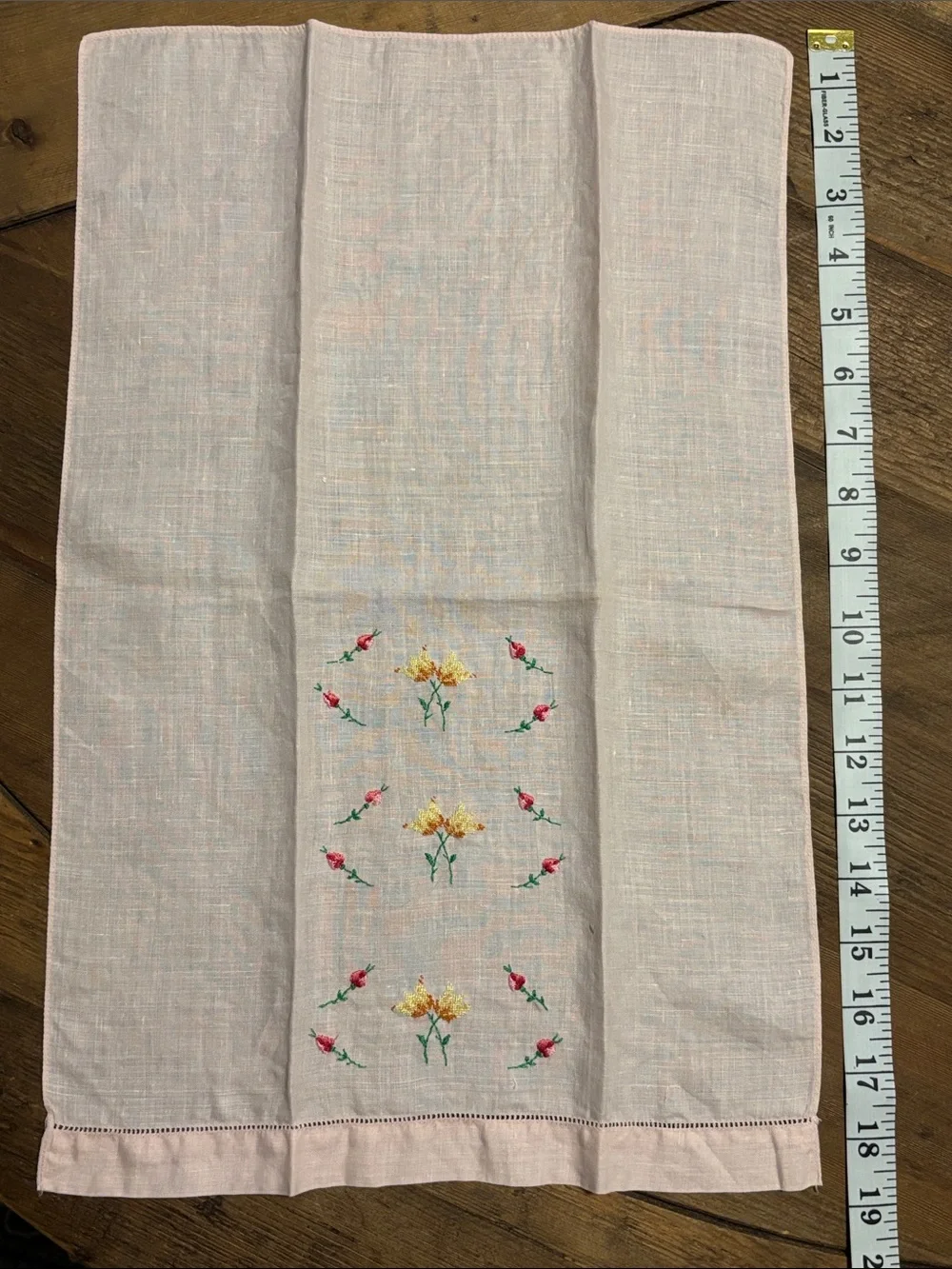Vintage pink embroidered tea towels